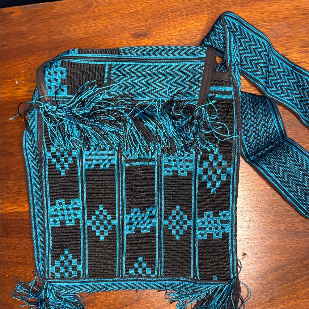 Artisan Teal and Black Crossbody Bag